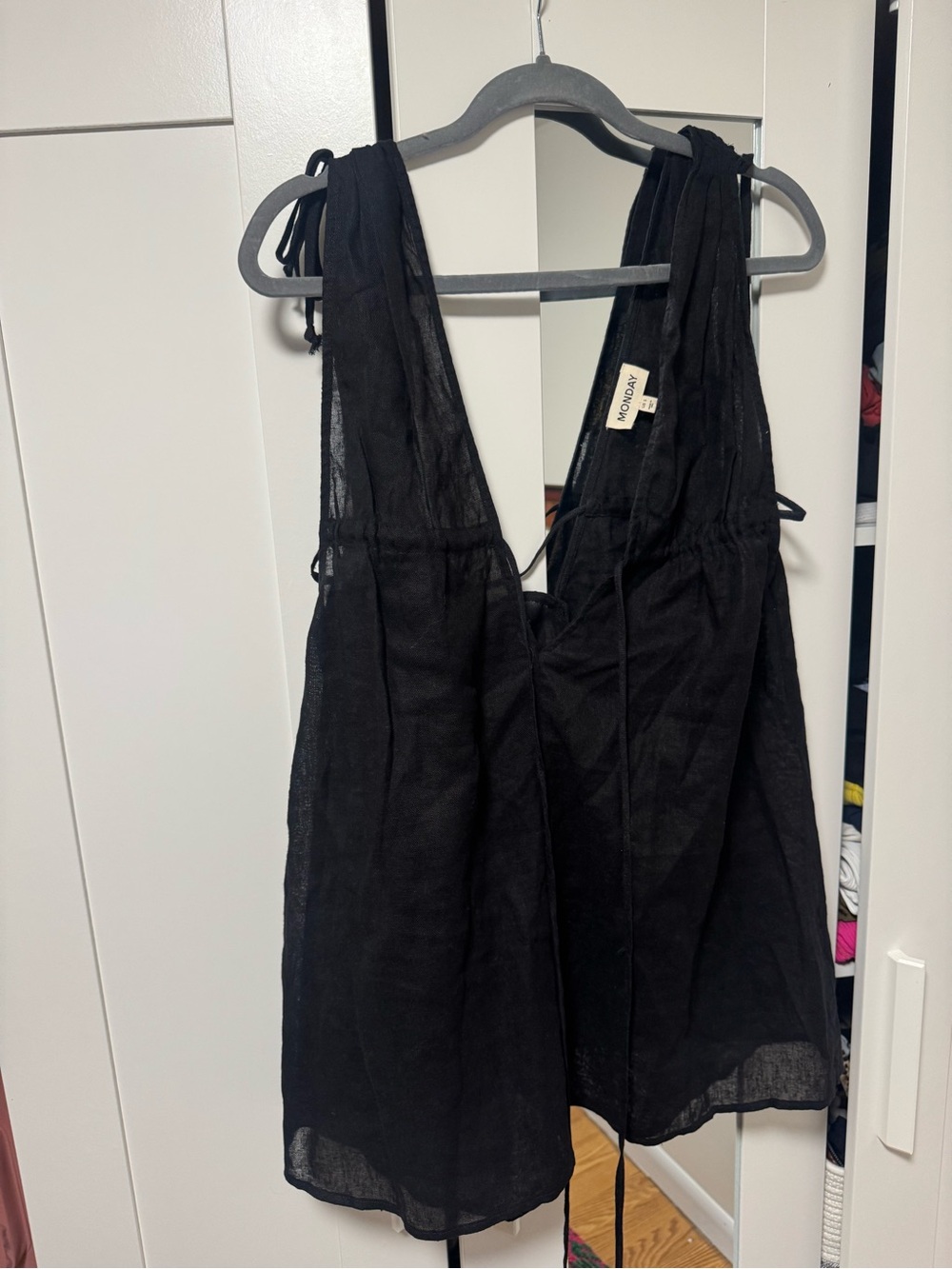 Monday Swimwear Black Mini Dress with Tie Straps